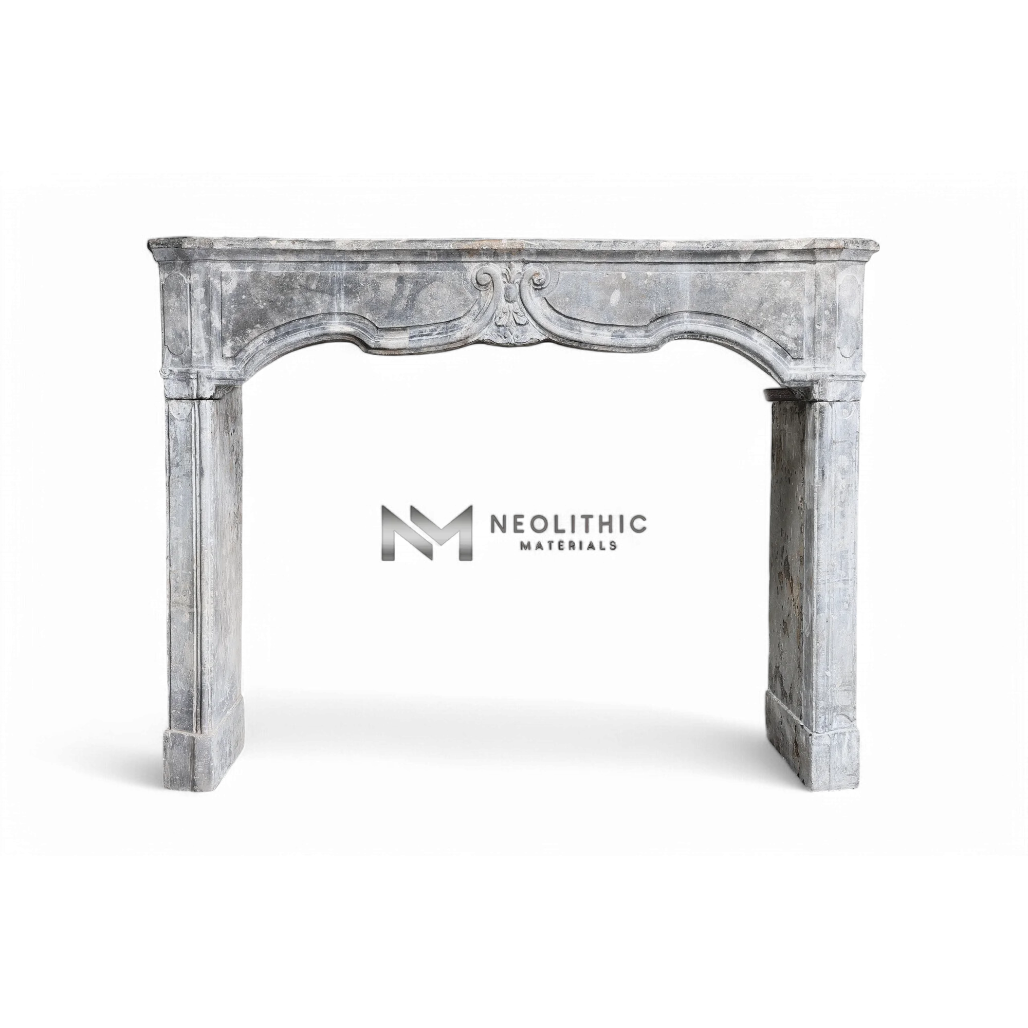 Antique Limestone de Besancon Fireplace Mantel Louis XV Style